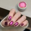 Burgundy base color + rose gold glitter cat eye effect