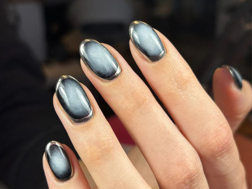 Chrome + Cat Eye Nail Art